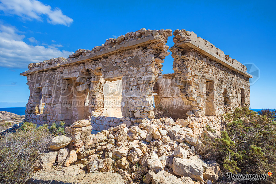 Разрушенный в 1944 году мая, остров Куфониси, Крит, Греция