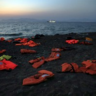 Lifejackets are seen abandoned by Syrian refugees on a beach after they crossed the Aegean Sea in a dinghy from Turkey to the Greek island of Kos (Yannis Behrakis/Reuters)
